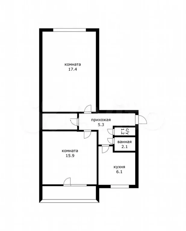 2-к. квартира, 51 м, 3/5 эт. - Фото 0