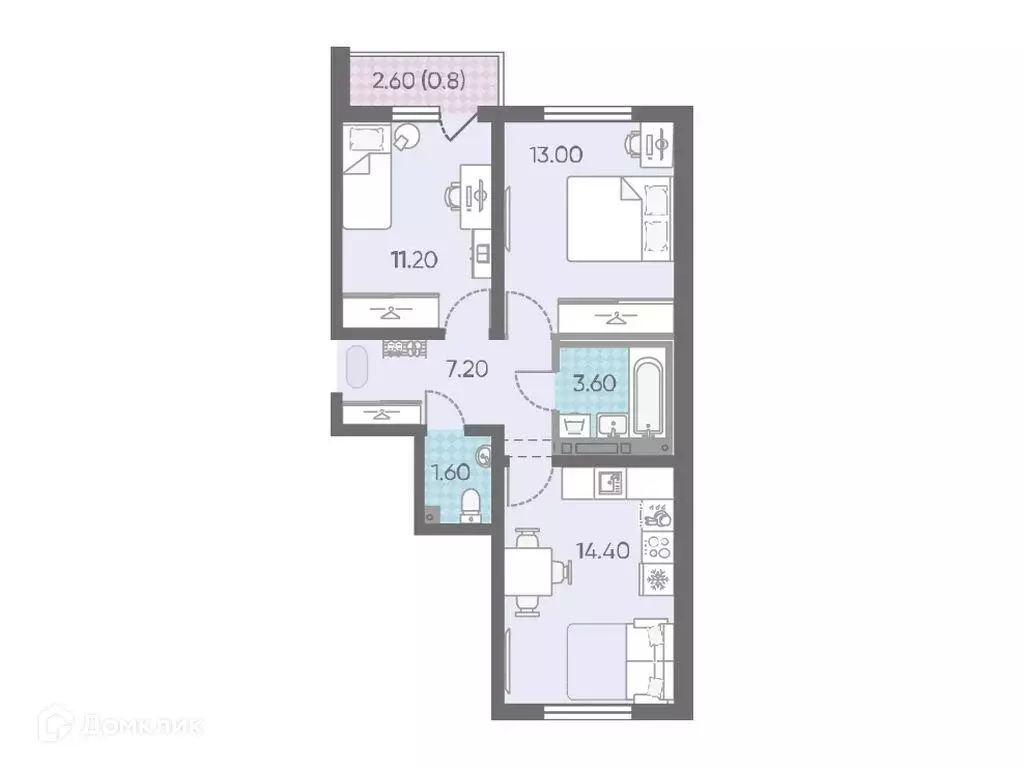Продаётся 2-к квартира, 51.5 м - Фото 0