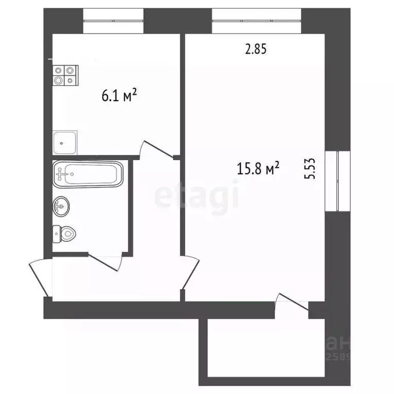 1-к кв. Вологодская область, пос. Ермаково ул. Молодежная, 3 (32.0 м) - Фото 2