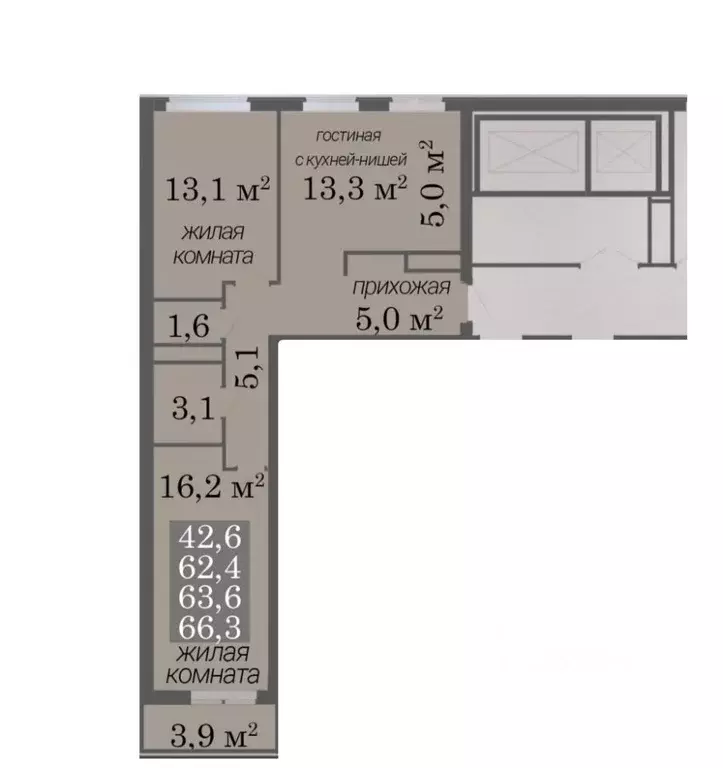 3-к кв. Тамбовская область, Тамбов ул. Карла Маркса, 169 (66.3 м) - Фото 0
