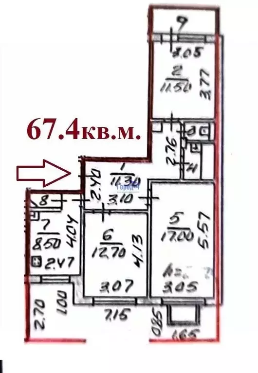 3-к кв. Чувашия, Чебоксары Гражданская ул., 109к1 (67.4 м) - Фото 1