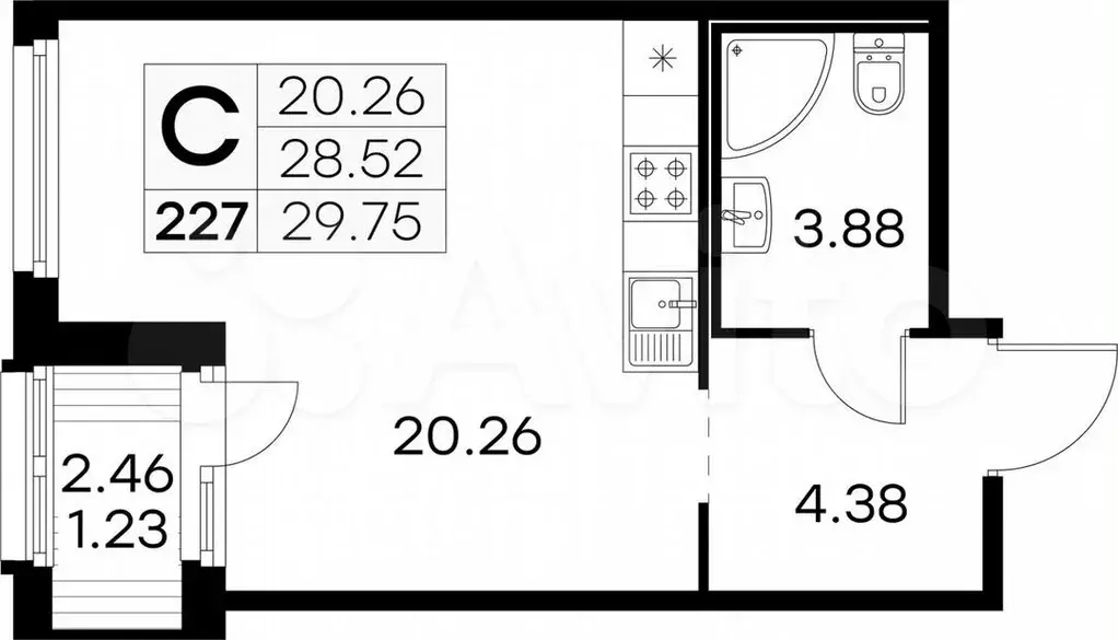 Квартира-студия, 29,8 м, 10/15 эт. - Фото 0