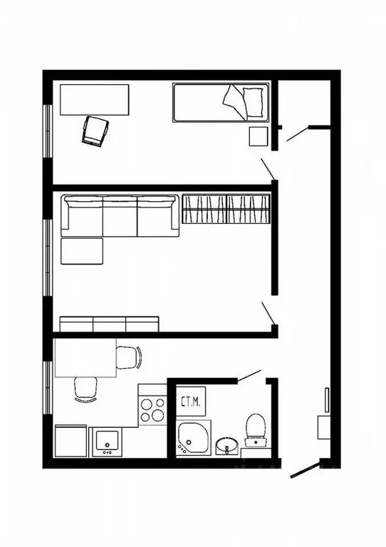 2-к кв. Татарстан, Казань ул. Гагарина, 79а (45.0 м) - Фото 0