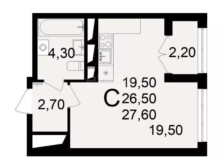 Квартира-студия: посёлок Горелки, Большая улица, 6/1 (27.6 м) - Фото 1