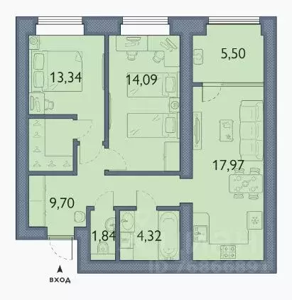 2-к кв. Брянская область, Брянский район, пос. Мичуринский, ... - Фото 1