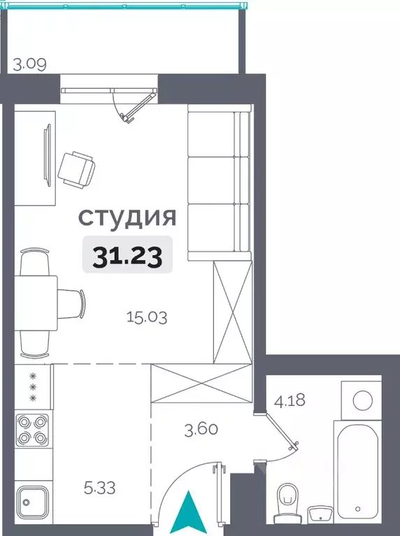 1-к кв. Иркутская область, Иркутск Пулковский пер., 28 (31.23 м) - Фото 0