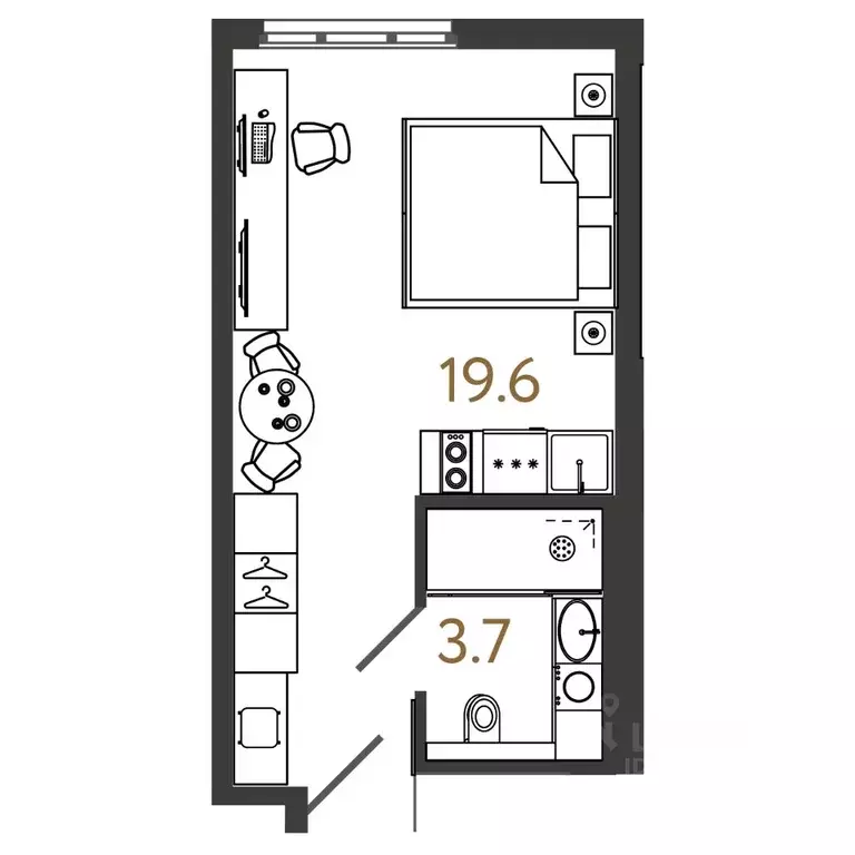 Студия Санкт-Петербург Ташкентская ул., 6к2 (23.3 м) - Фото 0