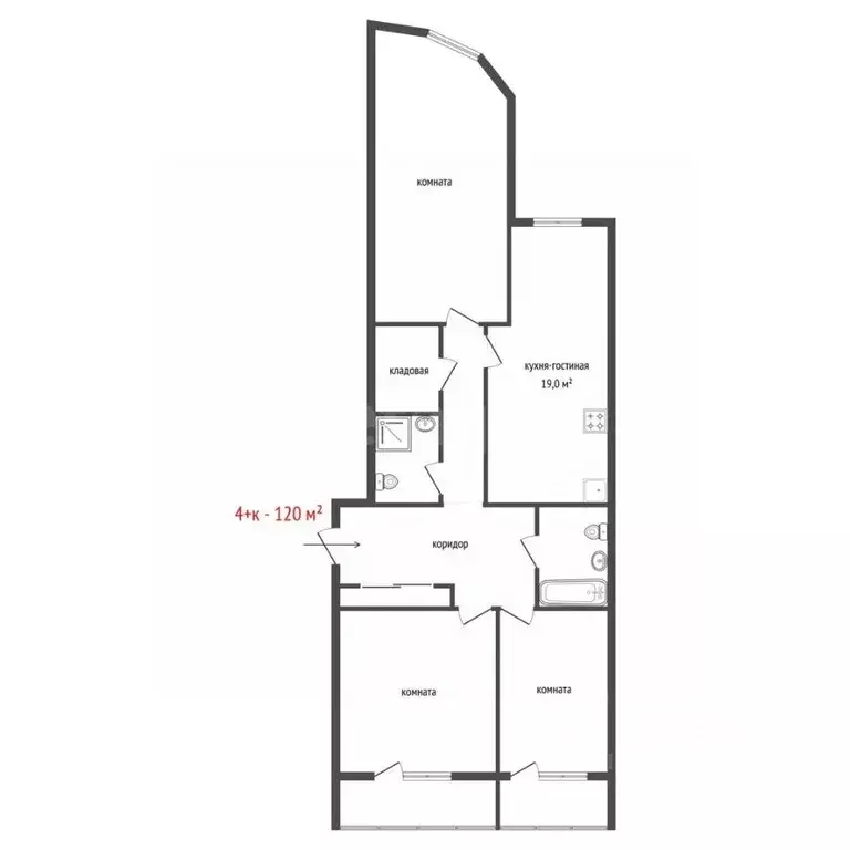 4-к кв. Свердловская область, Екатеринбург ул. Кузнецова, 21 (120.0 м) - Фото 2