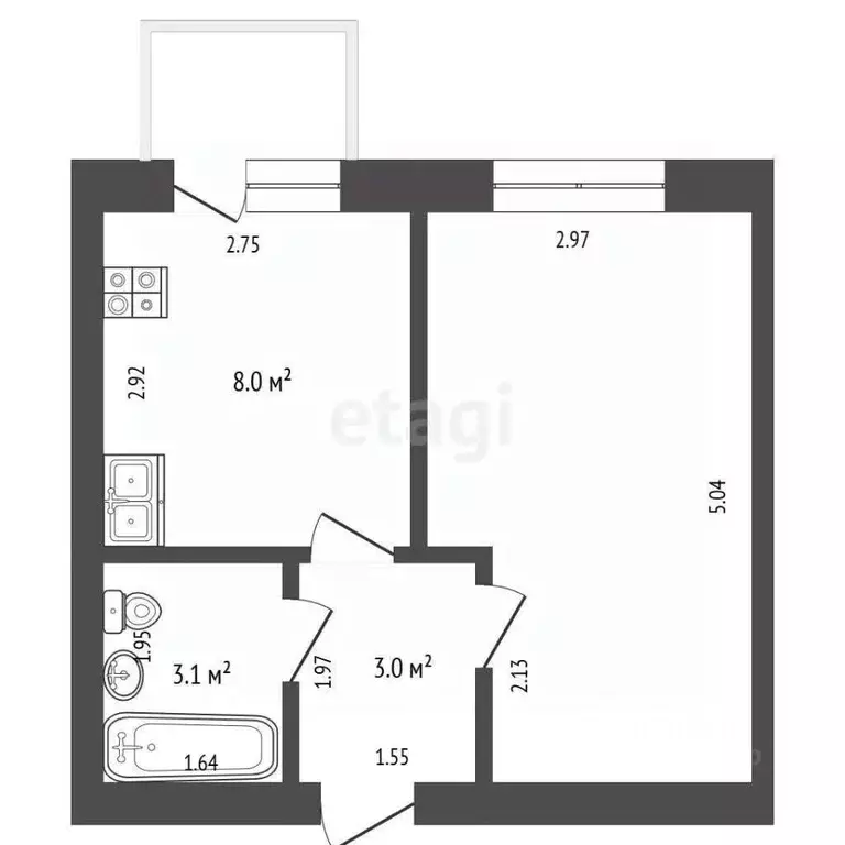 1-к кв. Тюменская область, с. Ярково ул. Нагорная, 20Б (28.0 м) - Фото 1