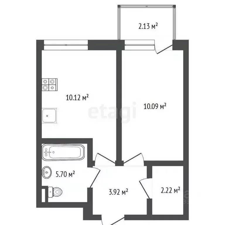 1-к кв. Тюменская область, Тюмень ул. Юрия Рогачева, 11к2 (31.0 м) - Фото 1