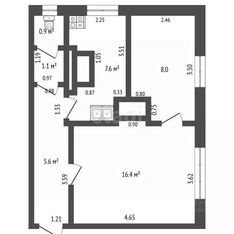 2-к кв. Вологодская область, Харовск ул. Пушкина, 2 (40.0 м) - Фото 1