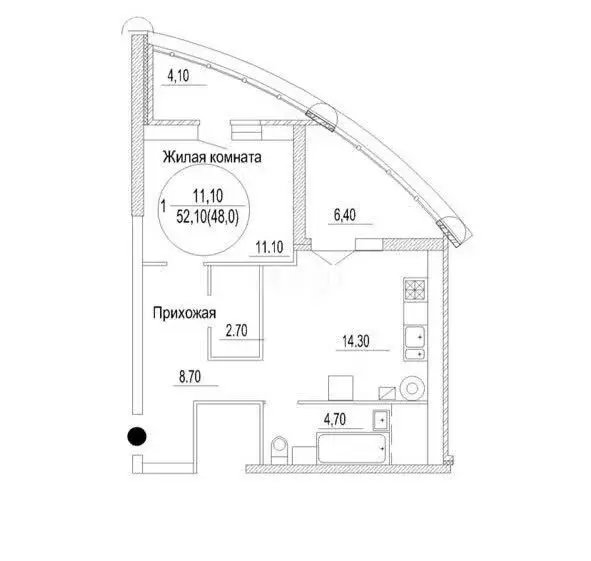 1-комнатная квартира: Тверь, улица Спартака, 2 (51.6 м) - Фото 0