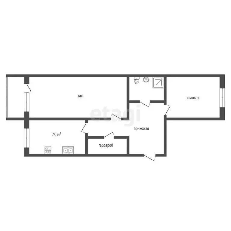 2-комнатная квартира: Алапаевск, улица Зои Космодемьянской, 32к2 (48.5 ... - Фото 0
