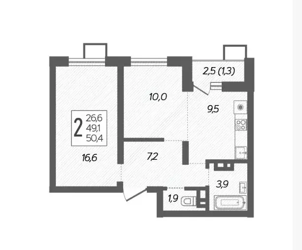 2-комнатная квартира: Краснодар, Питерская улица, 40к2 (50.4 м) - Фото 0