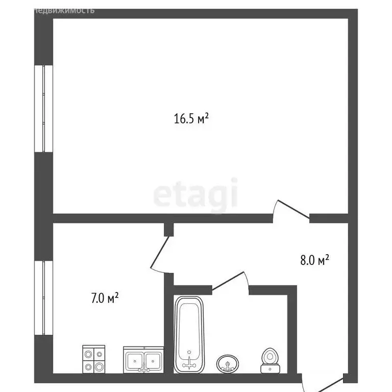 1-комнатная квартира: село Октябрьское, улица Мира, 4 (31.5 м) - Фото 1