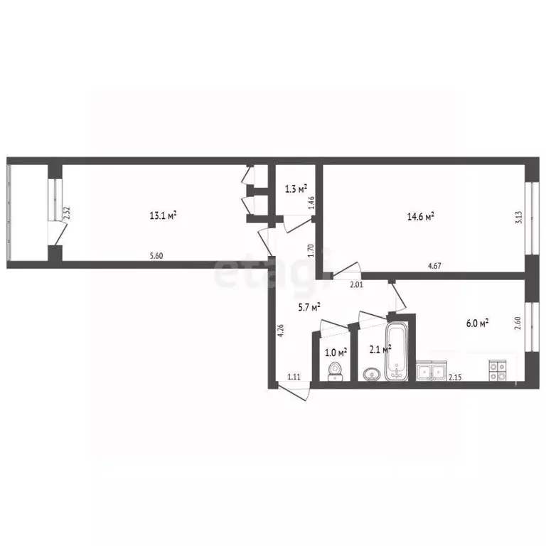 2-к кв. Крым, Саки ул. Интернациональная (44.6 м) - Фото 2
