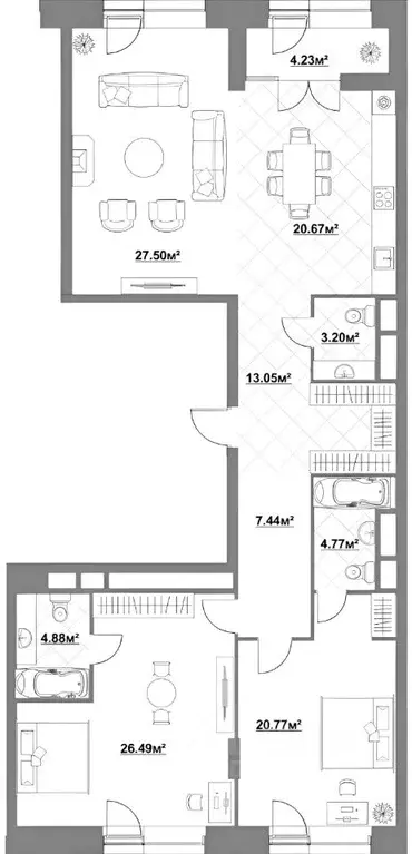 3-к кв. Москва ул. Усачева, 15А (131.3 м) - Фото 1