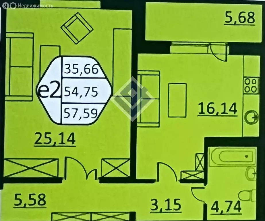 2-комнатная квартира: деревня Кондратово, улица Г.Н. Нифантова, 4В ... - Фото 1