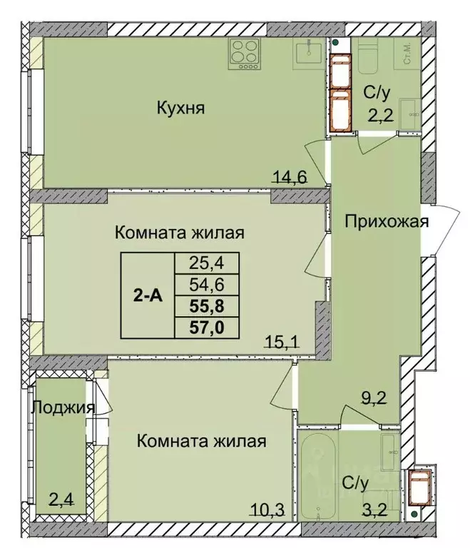 2-к кв. Нижегородская область, Нижний Новгород 1-я Оранжерейная ул. ... - Фото 0