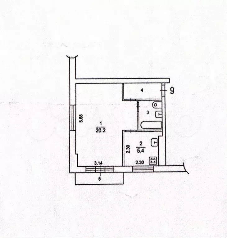 1-к. квартира, 31,9 м, 3/5 эт. - Фото 0