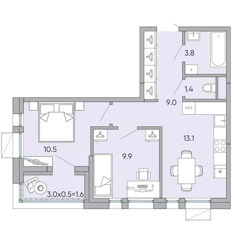 2-комнатная квартира: Чита, микрорайон Хороший, 14 (49.2 м) - Фото 1