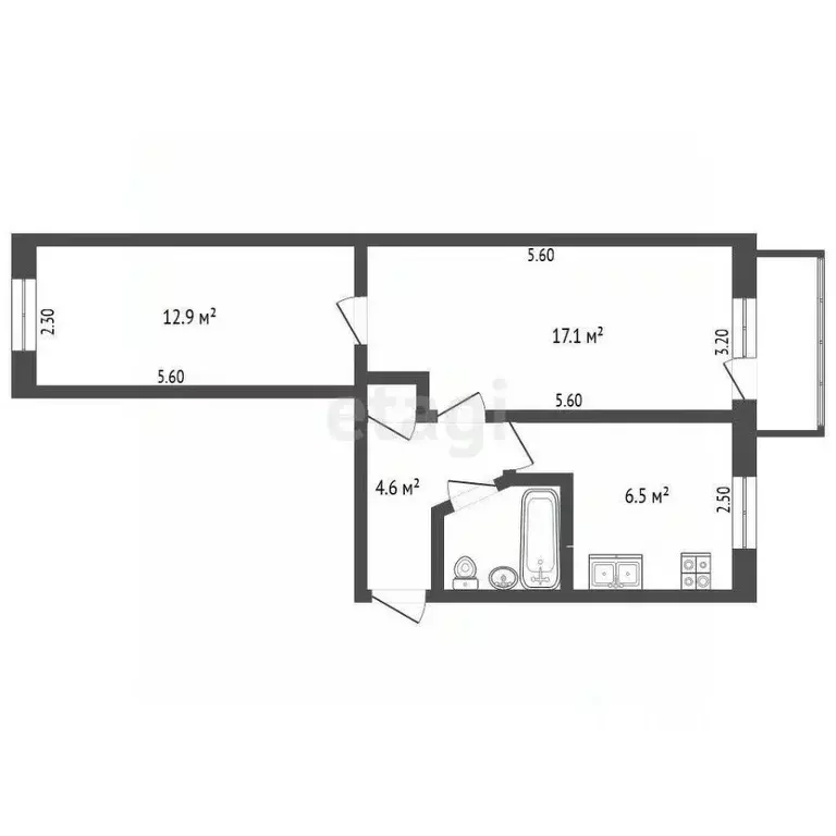 2-к кв. Крым, Симферопольский район, с. Кольчугино ул. Молодежная ... - Фото 2