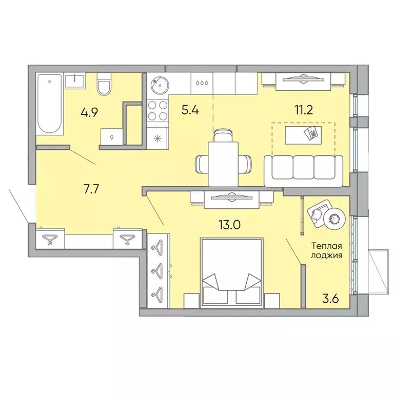 2-комнатная квартира: Чита, микрорайон Хороший, 10 (45.8 м) - Фото 1