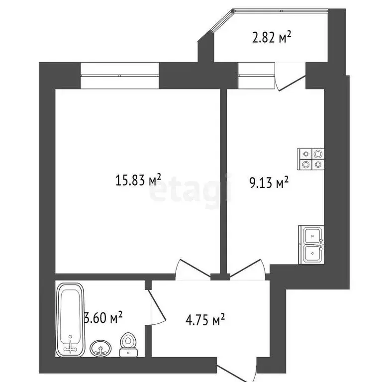 1-комнатная квартира: Тамбов, улица Киквидзе, 77Б (33.4 м) - Фото 0