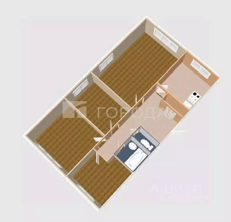 4-к кв. Томская область, Томск пос. Светлый, 7 (70.5 м) - Фото 1