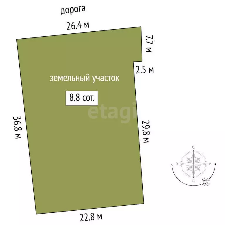 Участок в Тюменский район, СНТ Рассвет-1, Зелёная улица (8.8 м) - Фото 0