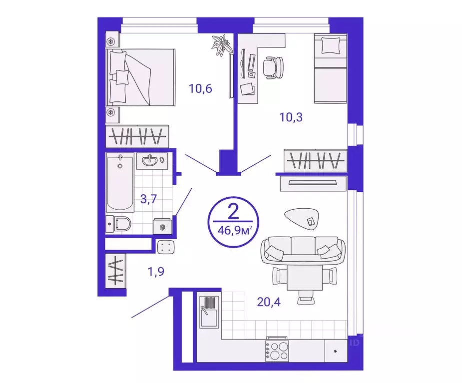 2-к кв. Свердловская область, Екатеринбург Уктус жилрайон, Астон ... - Фото 1
