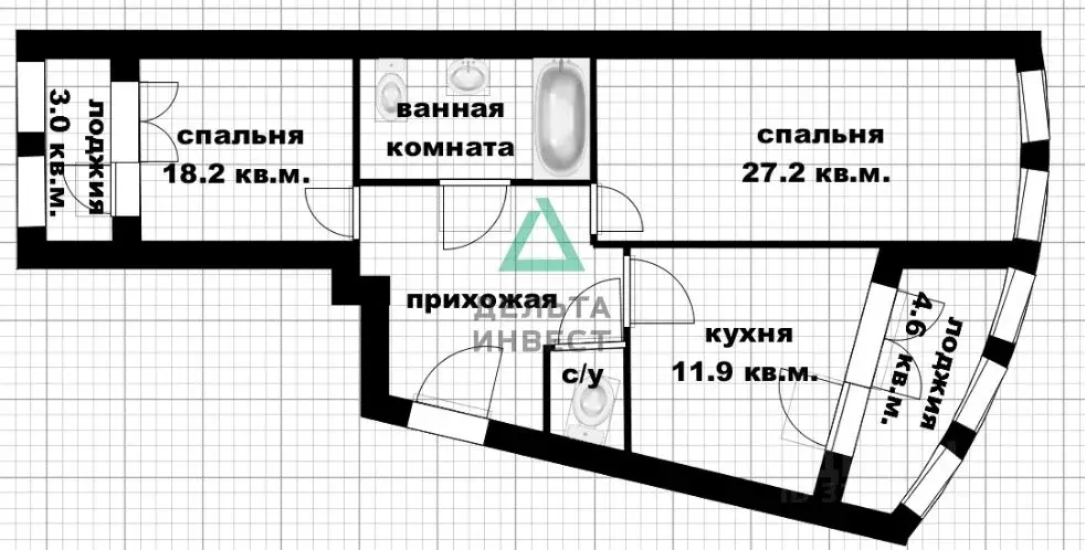 2-к кв. Башкортостан, Уфа ул. Аксакова, 2 (81.6 м) - Фото 1