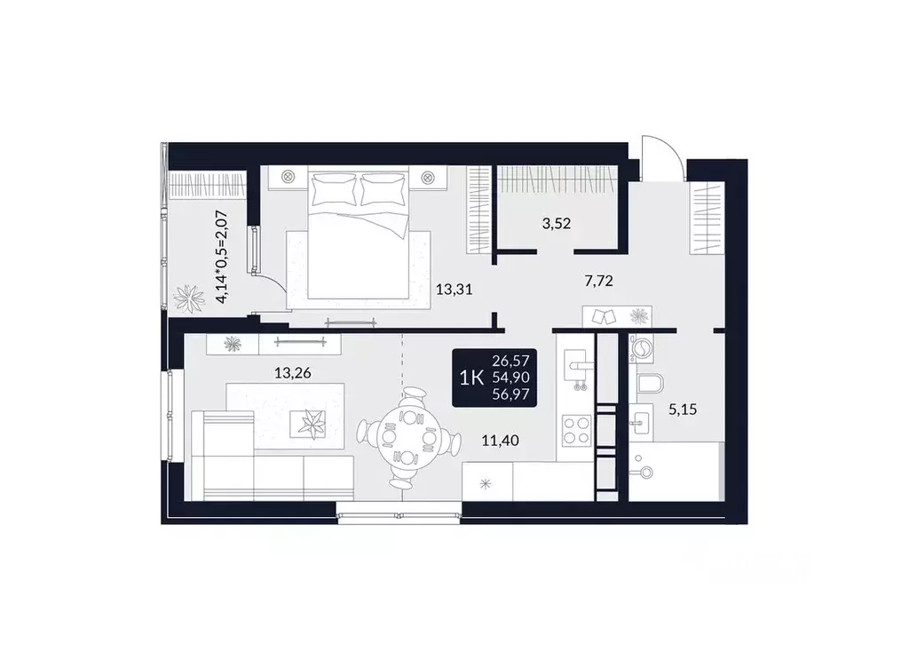2-к кв. Адыгея, Майкоп Лесная ул. (56.97 м) - Фото 1