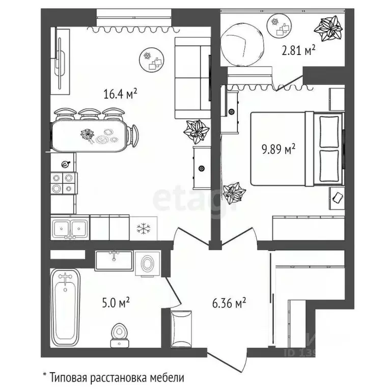 1-к кв. Тюменская область, Тюмень проезд Тихий, 4 (34.0 м) - Фото 2