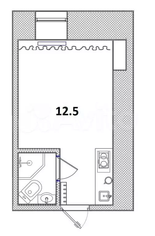 Апартаменты-студия, 12,5 м, 1/5 эт. - Фото 0