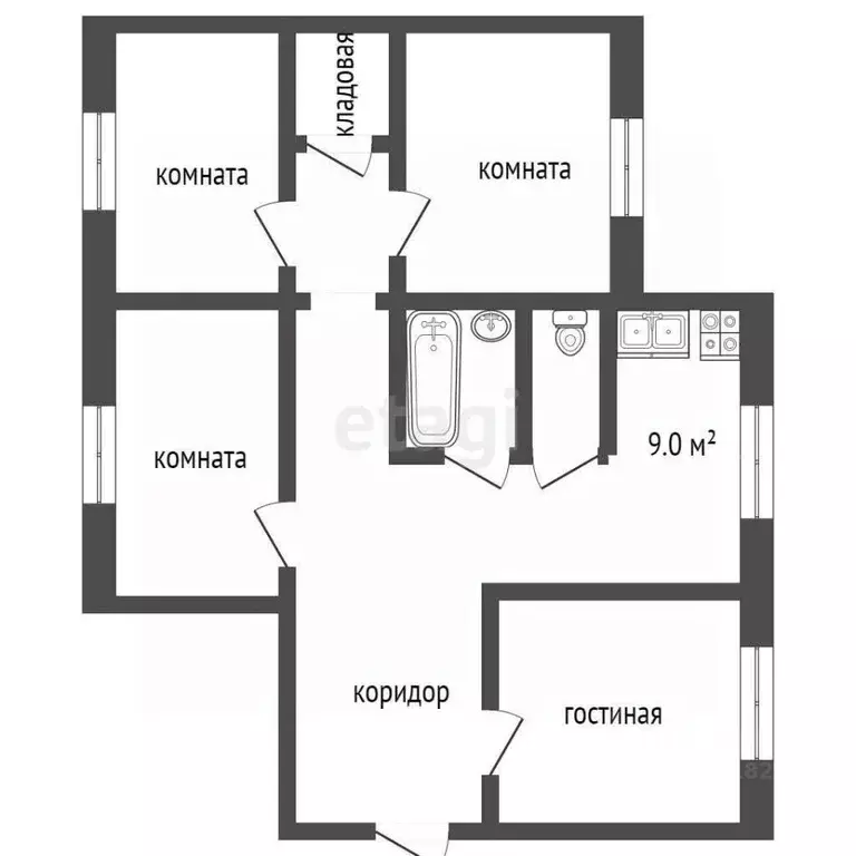 4-к кв. Кемеровская область, Прокопьевск ул. Гайдара, 32 (77.0 м) - Фото 2