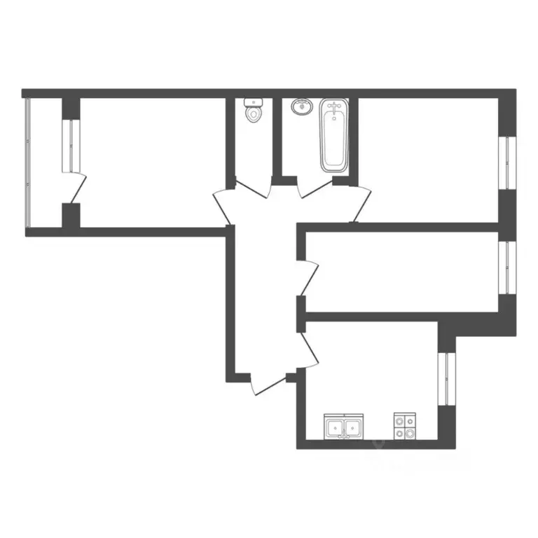 3-к кв. Тюменская область, Тюмень Заречный проезд, 12 (59.5 м) - Фото 2