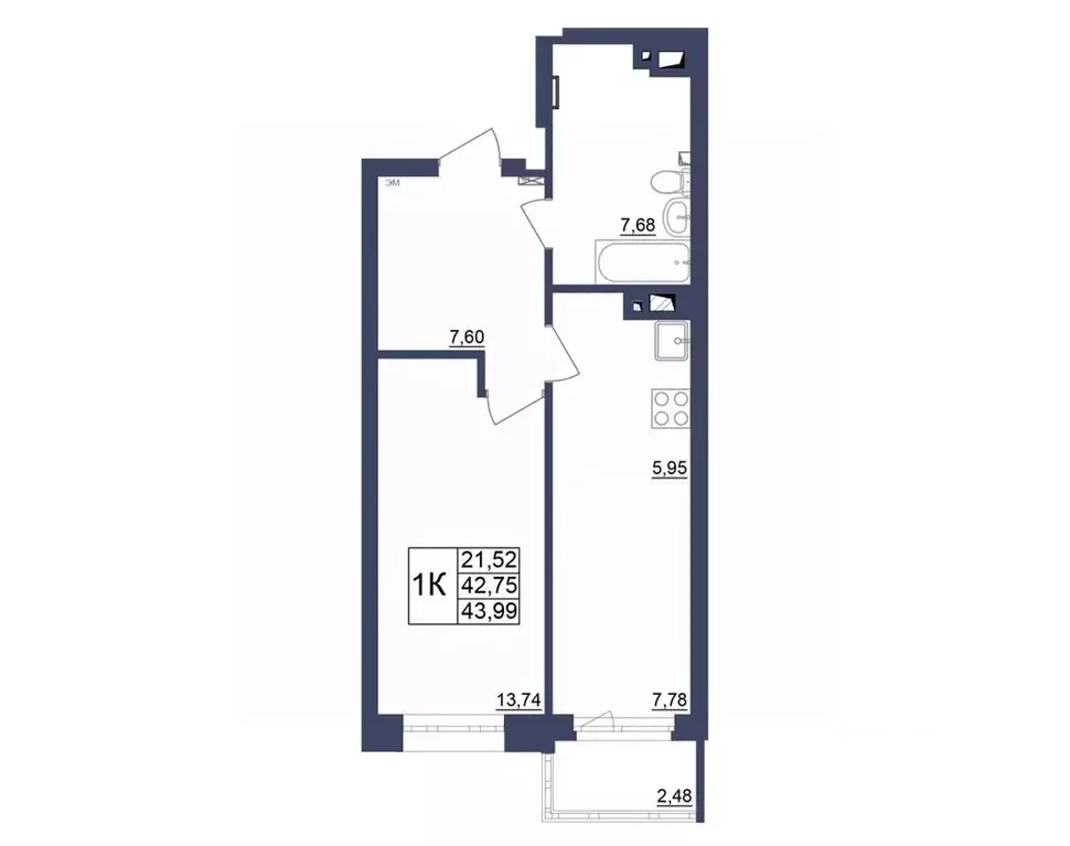 1-к кв. Башкортостан, Уфа Космос жилой комплекс, лит1 (44.24 м) - Фото 1