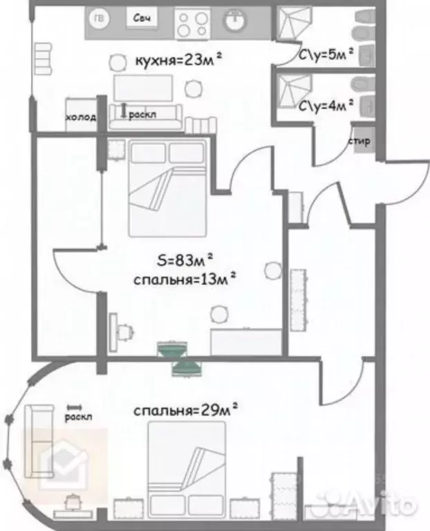 2-к кв. Крым, Евпатория ул. Московская, 22В (83.0 м) - Фото 2