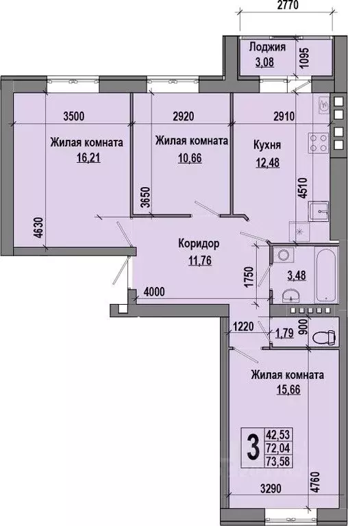 3-к кв. Волгоградская область, Волгоград Долина-2 жилрайон,  (73.58 м) - Фото 0
