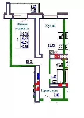 1-к. квартира, 42,4м, 9/9эт. - Фото 0