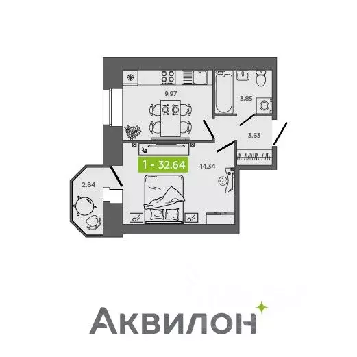 1-к кв. Архангельская область, Северодвинск Квартал № 100 жилой ... - Фото 0