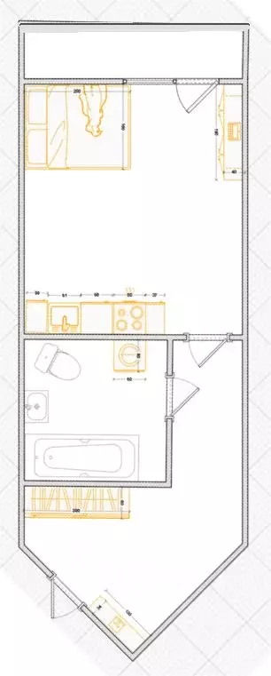 Студия Санкт-Петербург Туристская ул., 24/42 (32.1 м) - Фото 1
