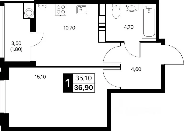 1-к кв. Ростовская область, Ростов-на-Дону бул. Авиаторов (36.9 м) - Фото 0