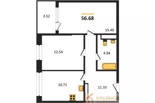 2-к кв. Воронежская область, Воронеж наб. Чуева, 7 (56.68 м) - Фото 0