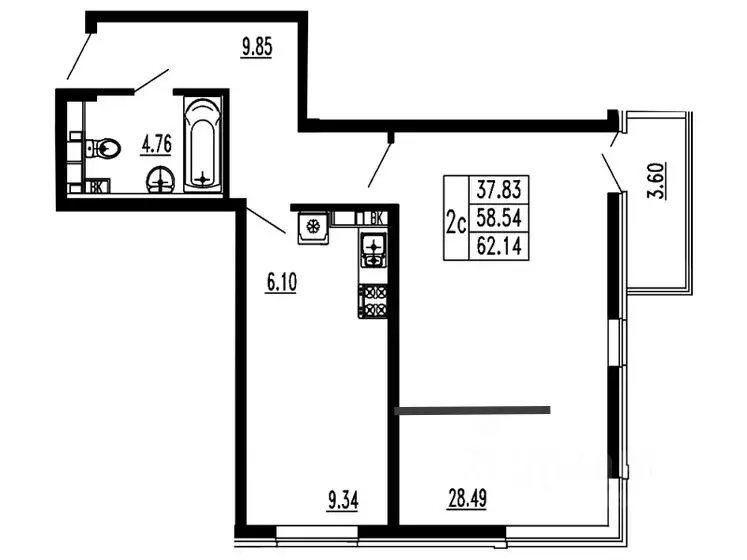 2-к кв. Краснодарский край, Анапа ул. Шевченко, 3 (63.0 м) - Фото 2
