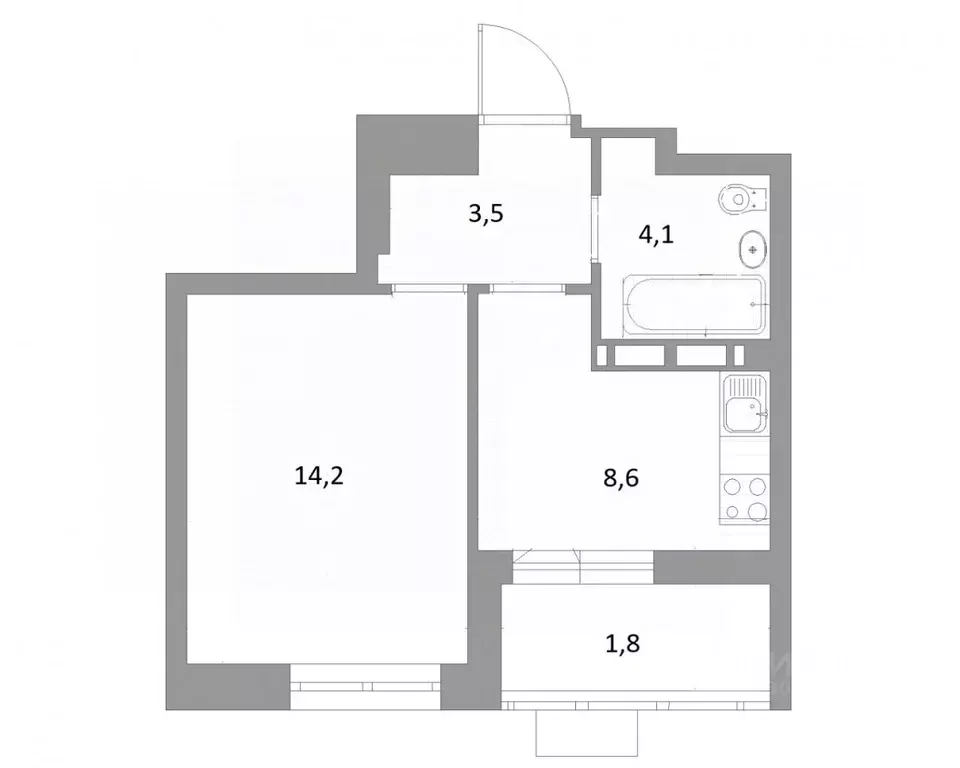 1-к кв. Татарстан, Казань ул. Назиба Жиганова, 2А (30.4 м) - Фото 2