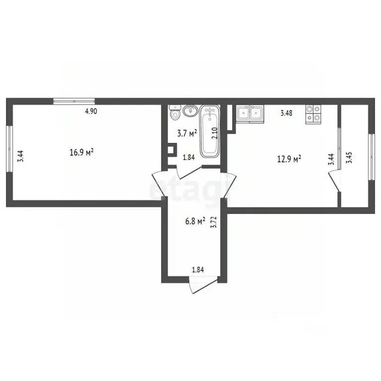 1-к кв. Севастополь ул. Колобова, 44к1 (40.3 м) - Фото 2
