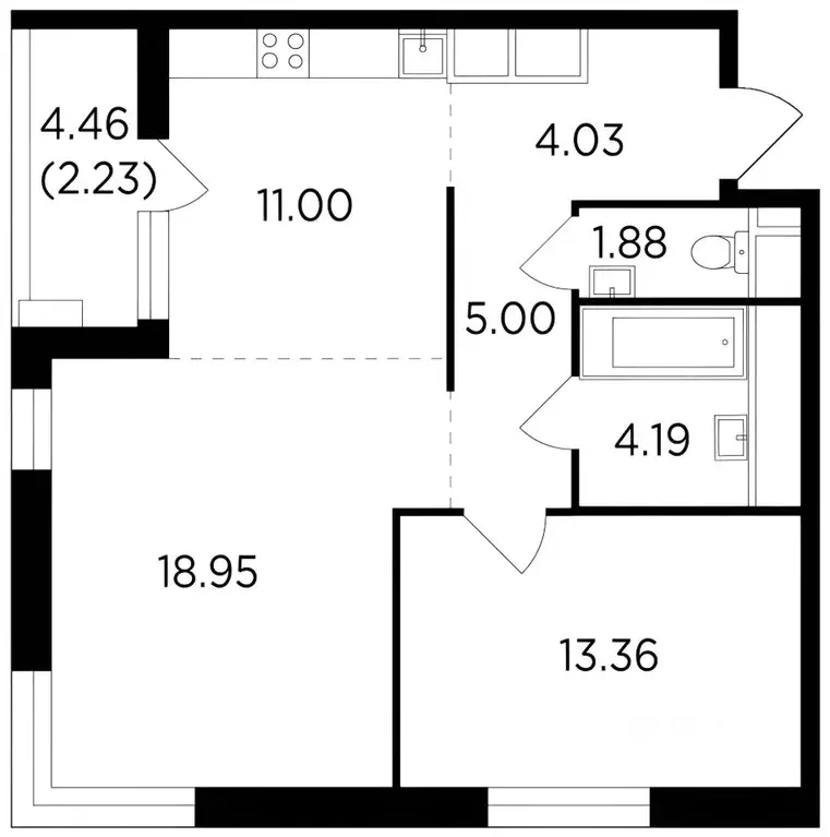 2-к кв. московская область, одинцово ул. маршала бирюзова, 7к2 (62.0 . - Фото 1