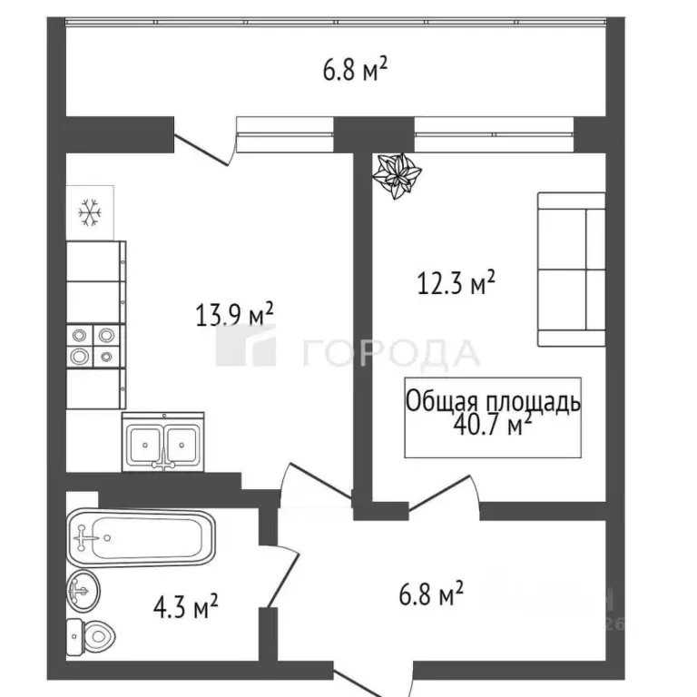 1-к кв. Новосибирская область, Новосибирск Бронная ул., 22/1 (40.7 м) - Фото 1